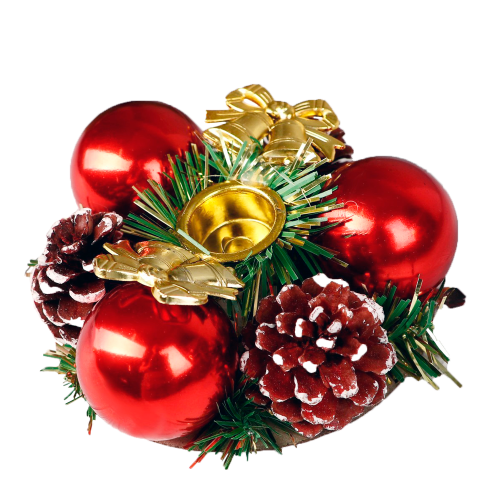 Подсвечник на 1 свечу Колокольчики, шишки, шарики 11*4см(4326211)