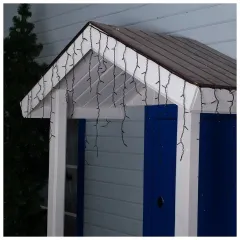 Гирлянда LUAZON LIGHTING Бахрома 3х0,6м темная нить, 160 LED свечение бело-синее с мерцанием (1080171)