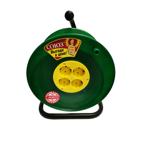 Удлинитель на катушке 4-мест. 30м 2Р+Е 16А (ПВС 3х1,5) СОЮЗ (442968)