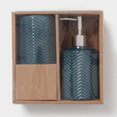 Набор для ванной 2 предмета «Минимал» (дозатор, стакан), цвет синий (4439047)