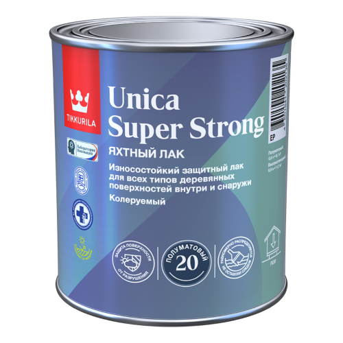 Лак Тиккурила UNICA SUPER STRONG 20 EP яхтный полуматовый  0,9 л