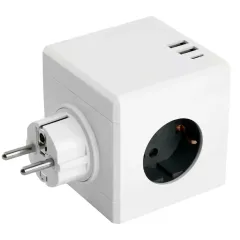 Разветвитель сетевой 3-м 2хUSB A+Type C.16А бел. STEKKER 49231