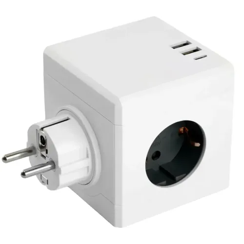 Разветвитель сетевой 3-м 2хUSB A+Type C.16А бел. STEKKER 49231