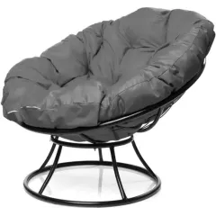 Кресло ПОНЧИК без ротанга черное с серой подушкой