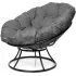 Кресло ПОНЧИК без ротанга черное с серой подушкой