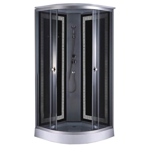 Душевая кабина ДАНА 90х90х215см выс. поддон, заднее стекло чёрное, Греция 718 (3кор.)