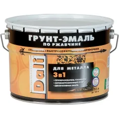 Грунт-эмаль DALI по ржавчине 3 в 1 гладкая RAL 6029 зелёная 10 л