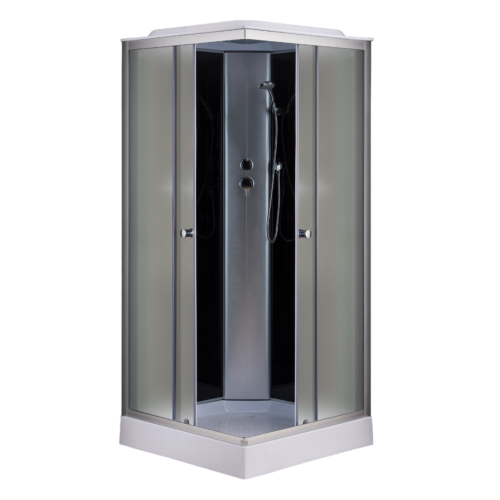 Душевая кабина квадрат EVA GOLD 100х100см низ. поддон, чёрное заднее стекло, хром матовый профиль F101BS-Q