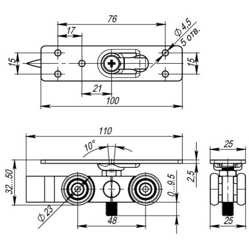 Комплект роликов для раздв. дверей SLD.Comfort.SET.rollers/80 (Comfort 80/4 kit) (34141) (ARMADILLO)