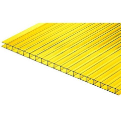Поликарбонат  сотовый  4мм жёлтый 12*2,1м (10лет) Продаётся КРАТНО 3м!!!