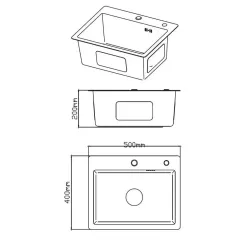 Мойка нерж. врезная DIADONNA 50х40, серый графит, DS5040B (507952)