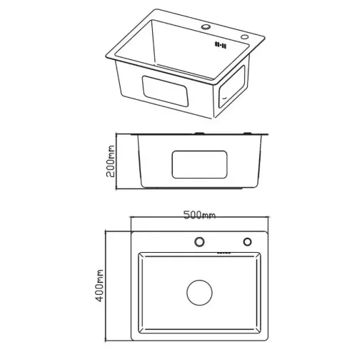 Мойка нерж. врезная DIADONNA 50х40, серый графит, DS5040B (507952)