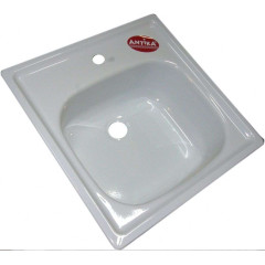 Мойка стальная эмалированная накладная ANTIKA 50х50см с кронштейнами АМС-51101, (без сифона)