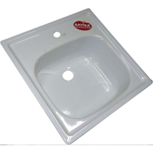 Мойка стальная эмалированная накладная ANTIKA 50х50см с кронштейнами АМС-51101, (без сифона)