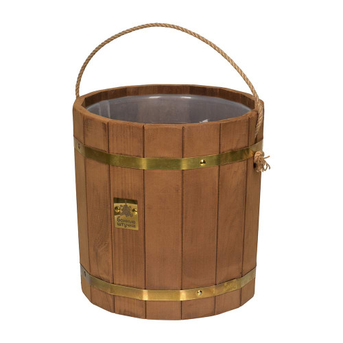 Ведро 13л Термо с латунным обручем, пластиковой вставкой, липа 