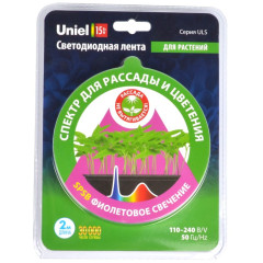 Светодиодная лента Фито для рассады + б/п Uniel 15W 16мкмоль/с 2м IP20