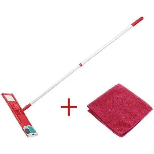 Швабра для пола с насадкой из микрофибры, бордовая PERFECTO LINEA+подарок (43-392021)