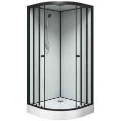 Душевая кабина LORANTO 90х90х205см низ. поддон, белое заднее стекло, чёрный профиль CS-22109