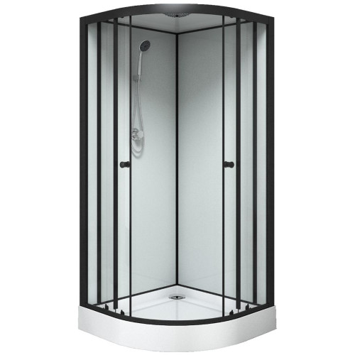 Душевая кабина LORANTO 90х90х205см низ. поддон, белое заднее стекло, чёрный профиль CS-22109