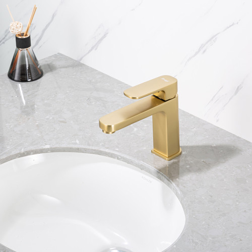 Смеситель для умывальника FRAP F1089-3, сатин золотой