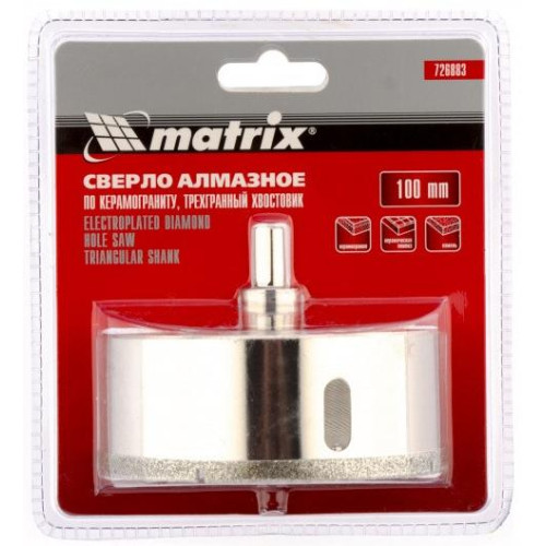 Коронка алмазная MATRIX д/керамогранита 100мм (726883)