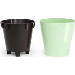 Горшок для цветов ЛЕЯ двойной светло-зеленый 2,2л М8267 (263042)