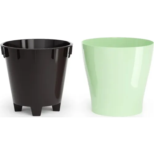 Горшок для цветов ЛЕЯ двойной светло-зеленый 2,2л М8267 (263042)