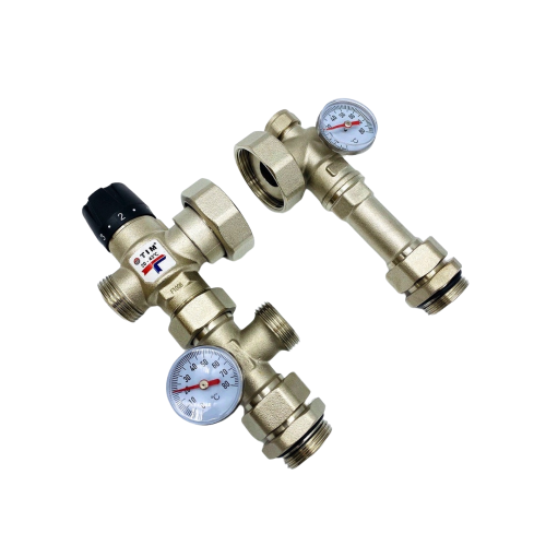 Смесительный узел для теплого пола TIM с термостатическим клапаном 130/180мм JH-1035