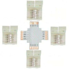 Комплект соед. ECOLA плата X для зажим разъема+4 зажима 4-х конт. SMD5050 SC41UXESB (542054)