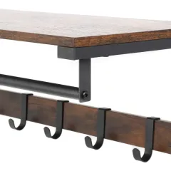 Вешалка настенная с полкой ЛОФТ 10 крючков 65х30х42см LCR101B01 коричнево-черная (486884)