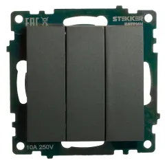 Выключатель 3-кл Катрин графит GLS10-7108-06