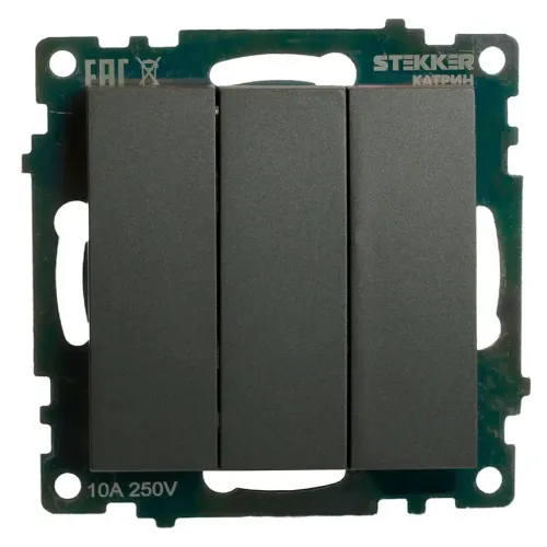 Выключатель 3-кл Катрин графит GLS10-7108-06