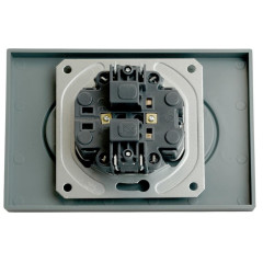 Розетка 2-ая 2P ЭМИЛИ шторки платиново-серый RST16-5116-10