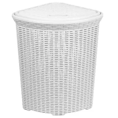 Корзина для белья 60 л угловая белая Violet Ротанг (1118815)