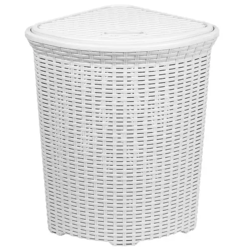 Корзина для белья 60 л угловая белая Violet Ротанг (1118815)