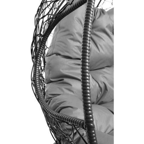 Кресло подвесное с ротангом ДЛЯ ДВОИХ серое с серой подушкой