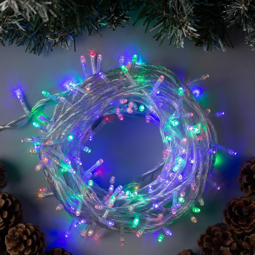 Гирлянда Нить 20м прозрачная нить 200LED свечение мульти, 8 режимов (3556803)