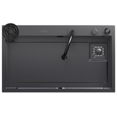 Мойка нерж. врезная MIXLINE PRO 750х460х215мм,черн.графит, сиф/доз/смесит/кол/д.р/о.с