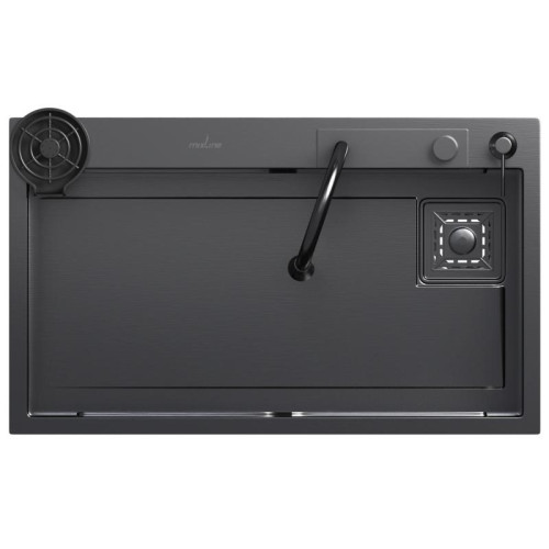Мойка нерж. врезная MIXLINE PRO 750х460х215мм,черн.графит, сиф/доз/смесит/кол/д.р/о.с