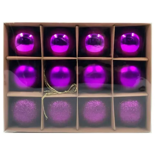 Шары новогодние WINTER GLADE 6см 12шт фиолетовый микс 6012G005 (1381830)