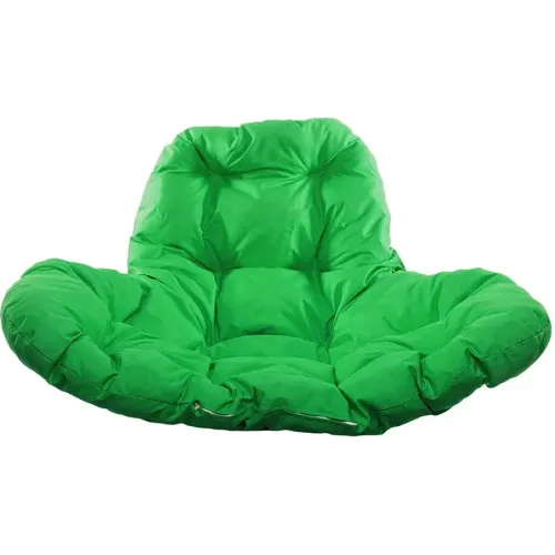 Кресло подвесное с ротангом XL черное с зеленой подушкой