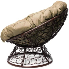 Кресло ПАПАСАН Home с ротангом коричневое с подушкой лен