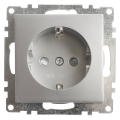 Розетка 2P+Е Катрин серебро с защитной шторкой GLS16-7110-03