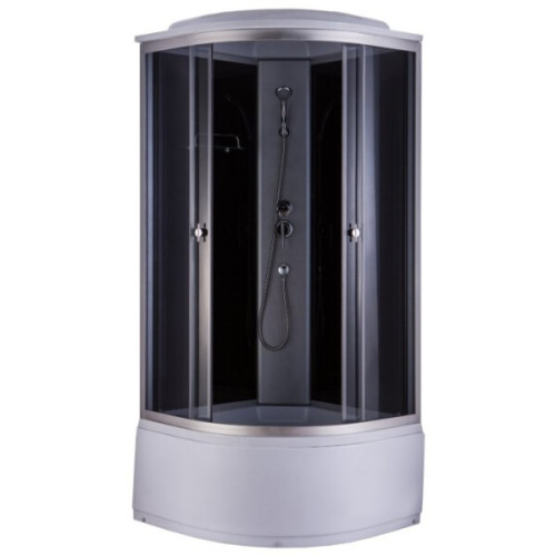 Душевая кабина ДАНА 110х110х215см выс. поддон, чёрное заднее стекло, 720 В (3кор.)