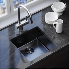 Мойка нерж. врезная MIXLINE PRO 50х50 тол. 3 мм, чёрный графит, с сифоном