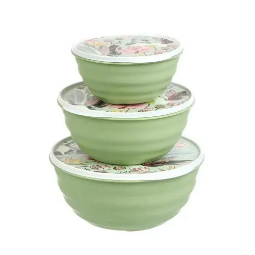 Набор мисок Homver Latina с крышками, зеленый (495779)