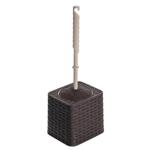 Ёрш для туалета напольный ВИОЛЕТПЛАСТ квадратный РОТАНГ коричн. металлик