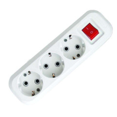 Колодка 3-пост. 2Р+Е белая с выключателем 16А TDM SQ1806-0418