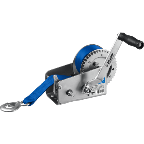 Лебедка барабанная ленточная ЗУБР тяга 0,9т, лента 10м, Профессионал (43115-0.9)