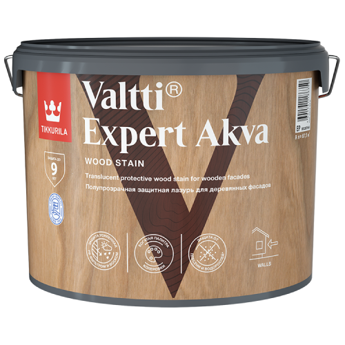Антисептик Тиккурила ВАЛТТИ ЭКСПЕРТ АКВА для дерева Бесцветный (База под колеровку) 9л